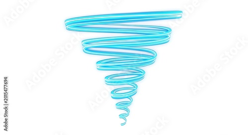 A swirling turquoise tornado isolated on transparent background