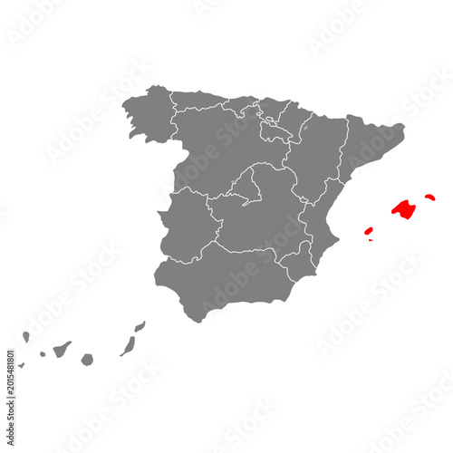 Foto Balearic Islands of Spain map symbol shape, travel web flat vector illustration