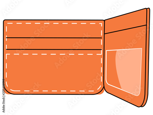 Photos Open orange leather wallet with card slots and ID window vector illustration