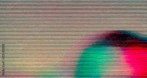 Retro VHS background. Glitch art scan line background. TV scan line monitor for old technology concept. Glitch camera effect
