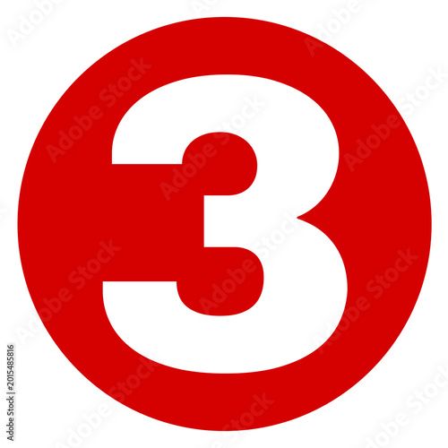 Bold red circular number icon isolated on clean background