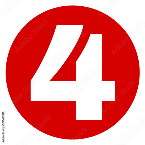 Bold red circular number icon isolated on clean background