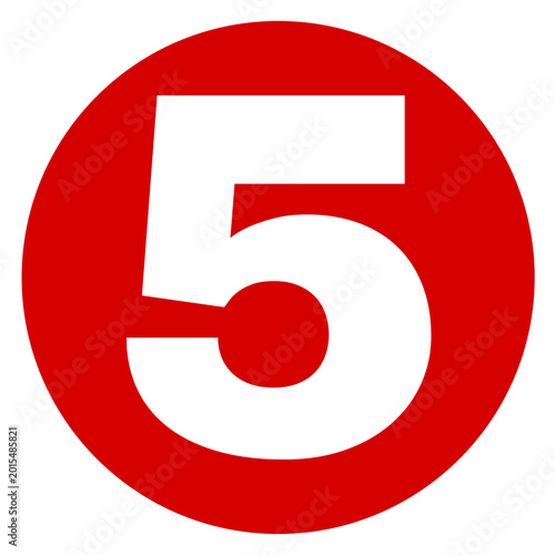 Bold red circular number icon isolated on clean background