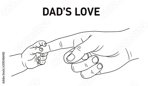 Konstfotografi Black and white line of hand gently holding baby hand love father care