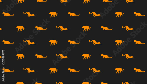 Foto Jaguar seamless pattern orange on black background graphic vector illustration
