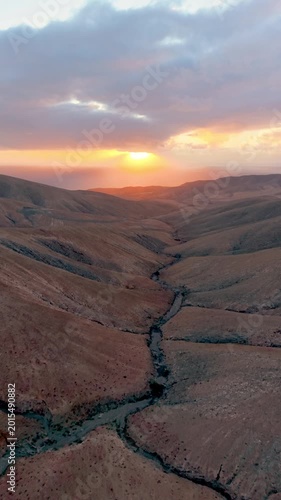 Aerial View of Mountain Landscapes Beautiful Seascapes. Spain. Fuerteventura