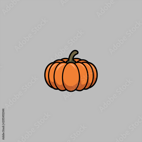 vector illustration of a pumpkin Simple Orange Pumpkin Illustration on Gray Background. Minimalist Autumn Harvest Pumpkin Icon. 
