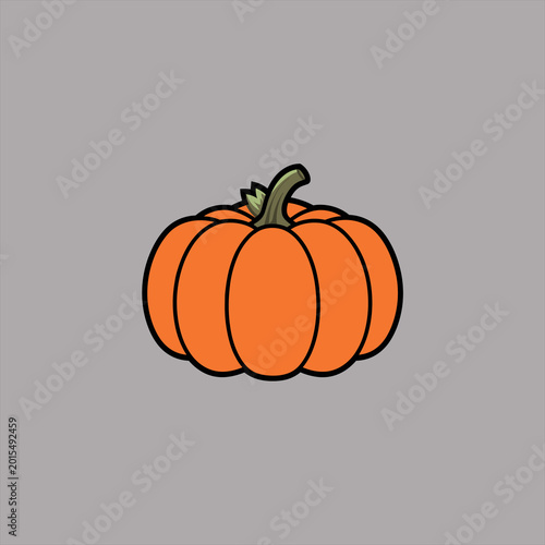 vector illustration of a pumpkin Simple Orange Pumpkin Illustration on Gray Background. Minimalist Autumn Harvest Pumpkin Icon. 
