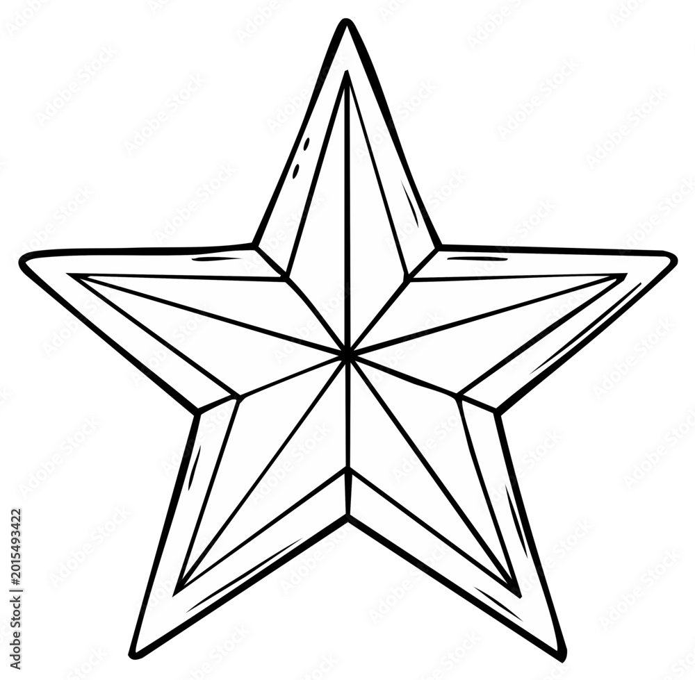Obraz premium Simple Outline Drawing of a Five-Pointed Star with Defined Facets and Edges