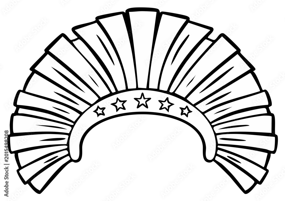 Fototapeta premium Tribal Headdress Outline Native American War Bonnet Feathered Headwear with Stars