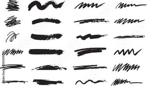 Obraz na plátně Red and Black Hand-Drawn Marker Strokes, Grunge Underlines and Ink Scribble Text