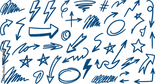 Various Hand-Drawn Arrows and Symbols for Creative Use
