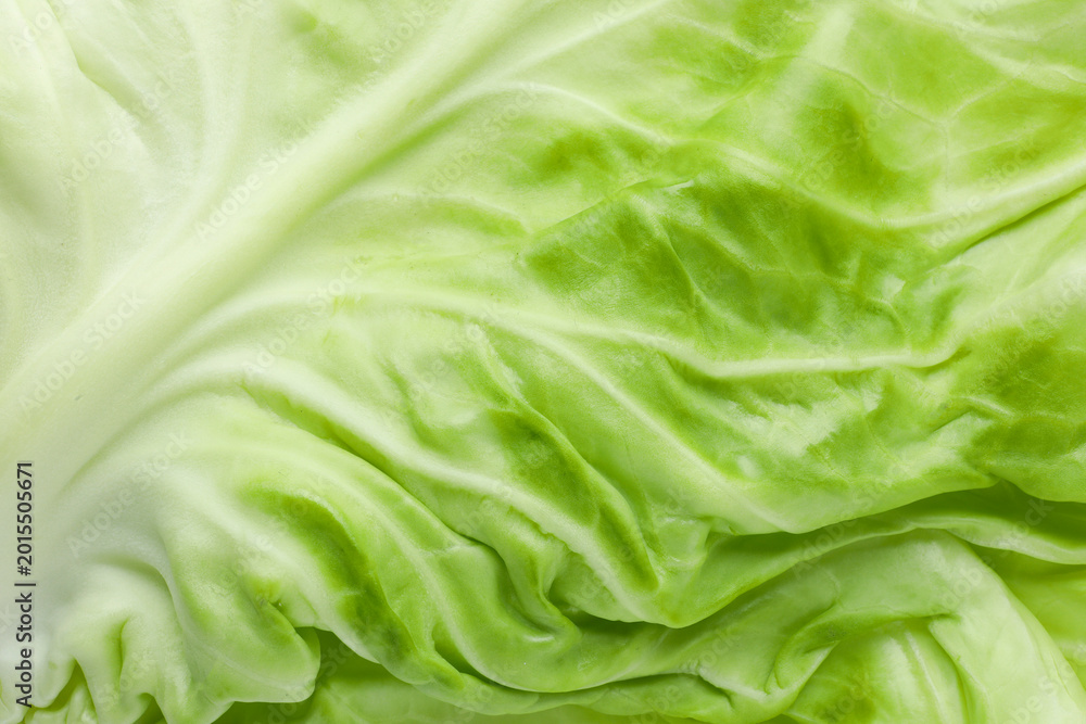 Obraz premium Fresh ripe cabbage as background, top view