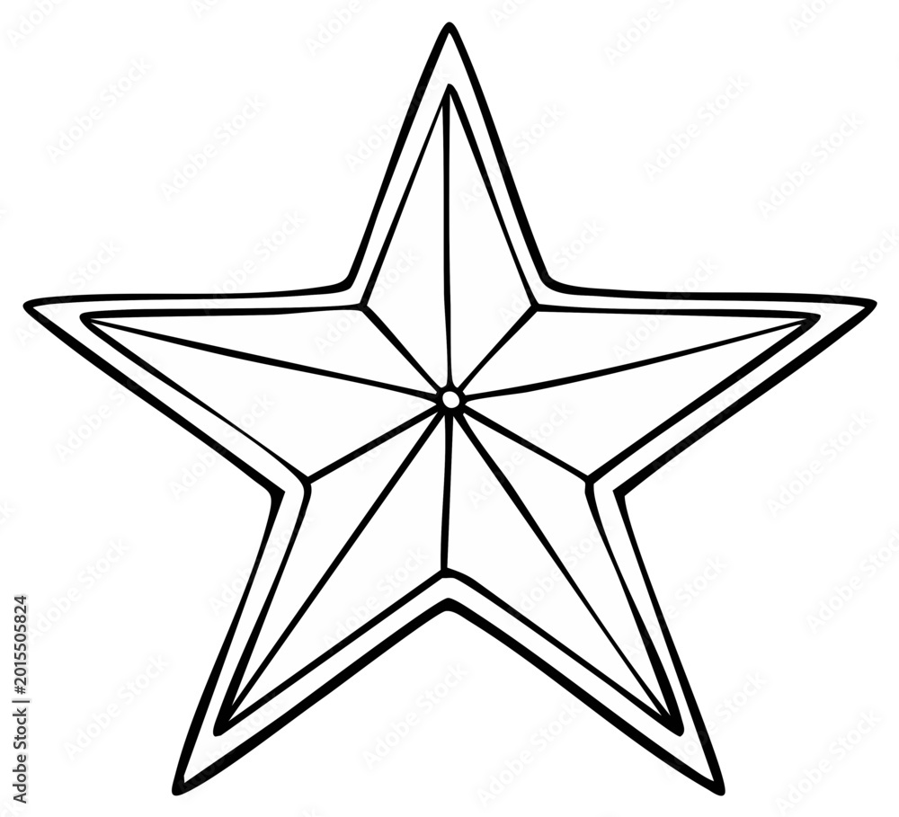 Obraz premium Hand Drawn Five Pointed Star Outline Symbol Decoration for Creative Projects