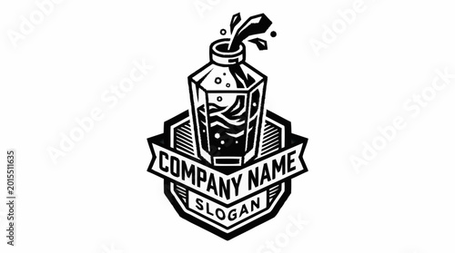 Foto Vintage Style Beverage Bottle Logo Design.