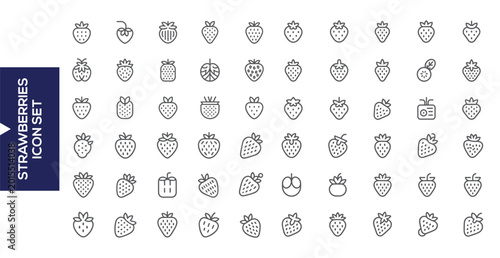 Konstfotografi Strawberry Icon Collection: A meticulously crafted collection of simple line icons