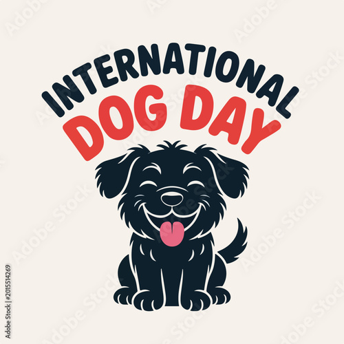 Happy International Dog Day  Black Silhouette Dog
