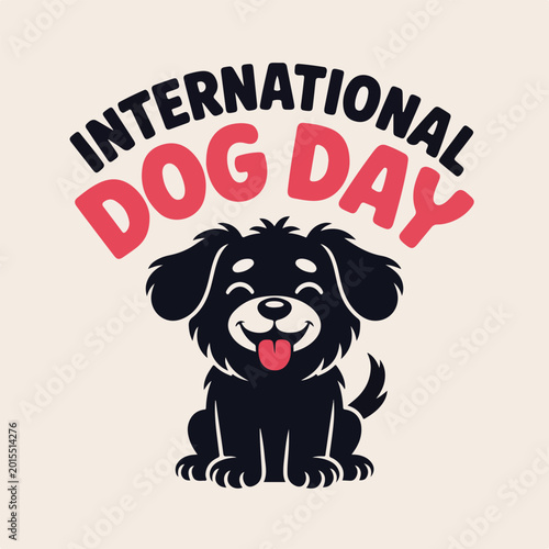 Happy International Dog Day  Black Silhouette Dog