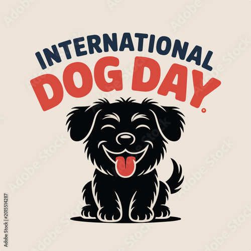 Happy International Dog Day  Black Silhouette Dog