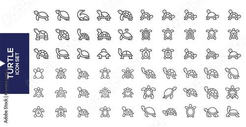 Foto Turtle Icon Set: A comprehensive collection of meticulously crafted turtle icons, each showcasing the elegant lines and unique characteristics of this ancient reptile in a clean, minimalist design