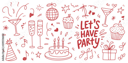 Bild auf Leinwand Party Illustration: Festive elements perfect for celebrations, gatherings, and festive designs