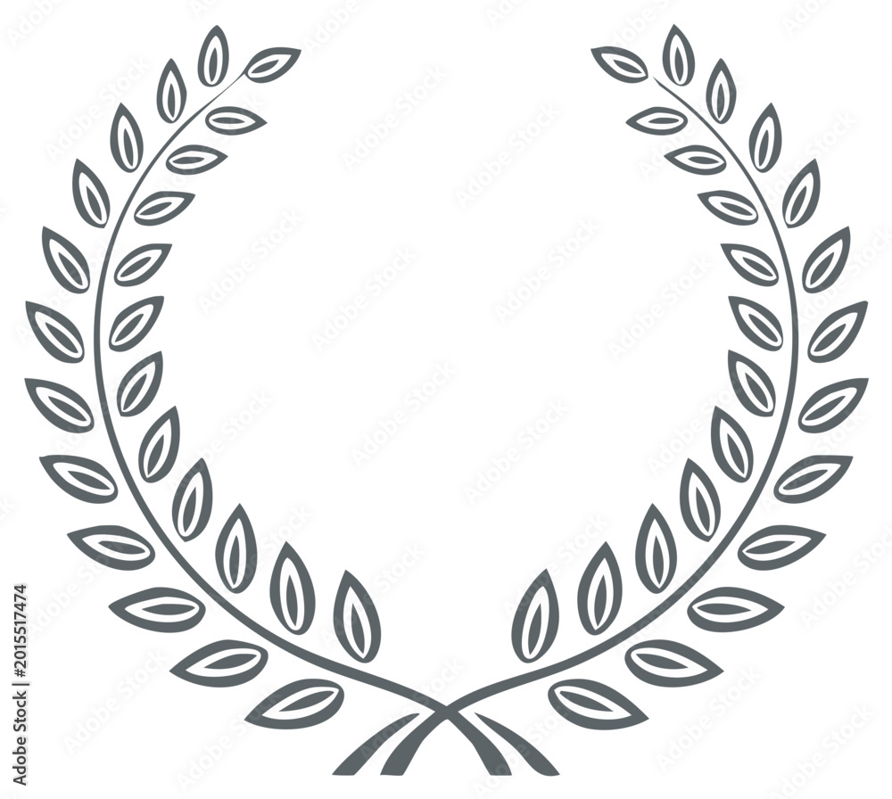 Obraz premium Simple Olive Branch Wreath Symbol for Victory and Success Minimalist Design