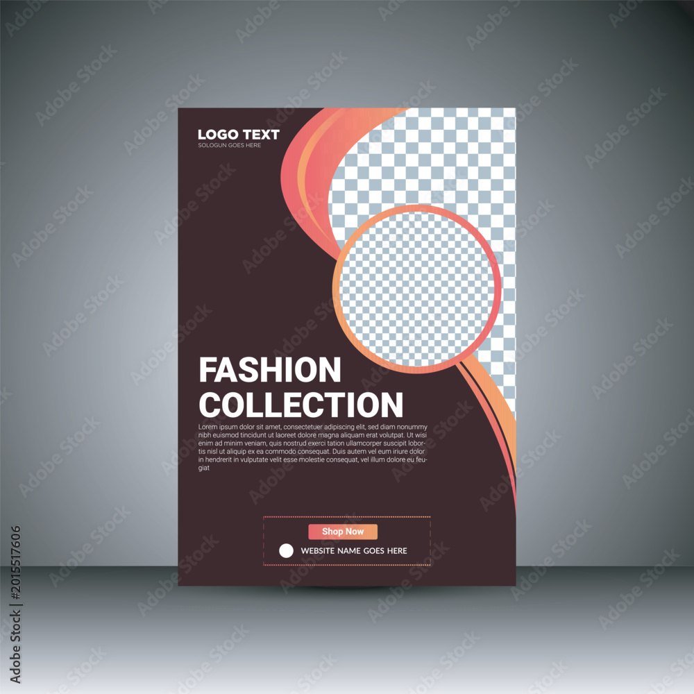 Fototapeta premium Modern Fashion Collection Flyer with Orange Pink Wave Design