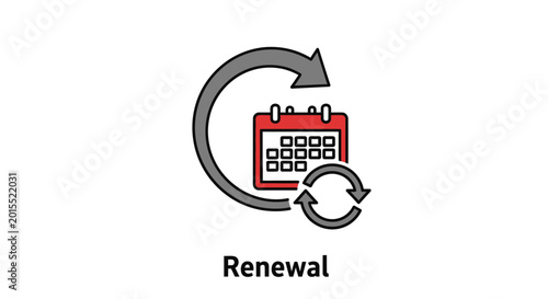 Photos Renewal calendar concept with arrow.