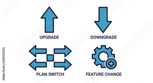 Fotografía Upgrade and downgrade software icons.