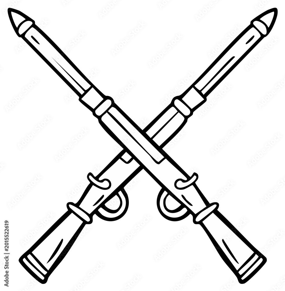 Naklejka premium Crossed rifles illustration, military insignia concept.