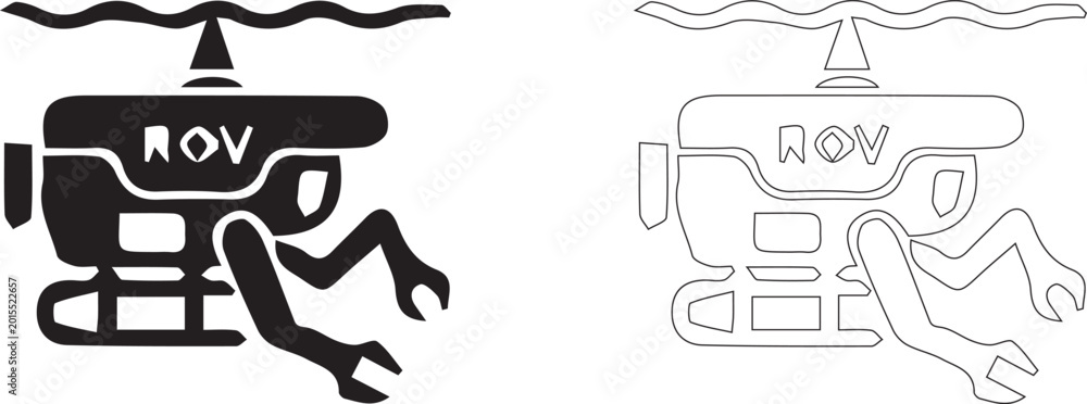 Fototapeta premium Hand Holding ROV Remotely Operated Vehicle Underwater Drone Marine Exploration Icon Vector Illustration