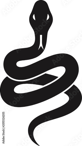 Fotografie Black snake silhouette coiled animal.