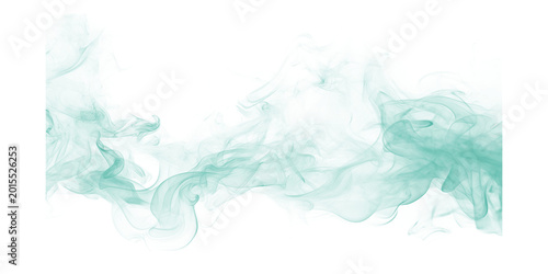 Cuadro en lienzo Emerald teal smoke wisps abstract background elegant mist vapor swirl ethereal s