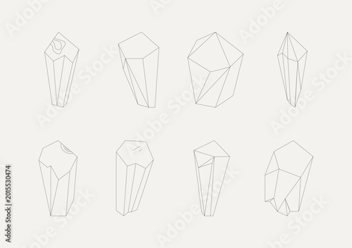 Crystal Set Outline on Light Vector 