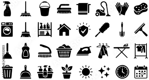 Household cleaning fresh start icons