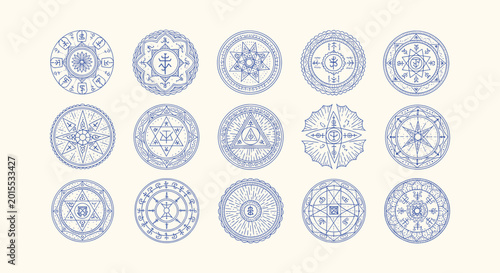 Photography Collection of Esoteric Mystical Sacred Geometry Mandalas and Magic Sigils Hand D