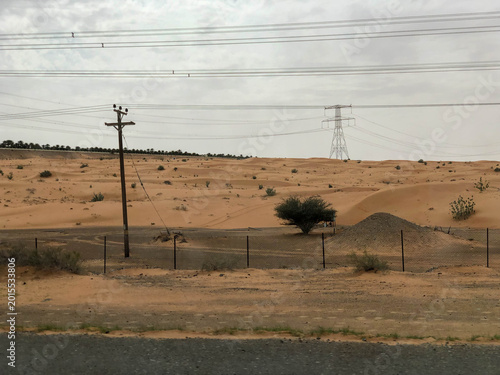 arab sandy desert view in cloudy weather