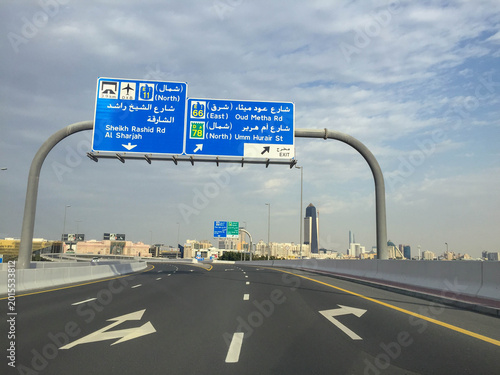 Driving highway in Dubai city