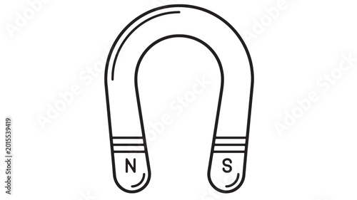 Foto Light bulb magnet icon with North and South terminals, minimal line art for elec