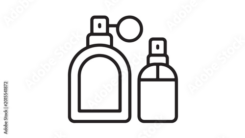 Foto Perfume bottle icon with spray atomizer and drop symbol for skincare, fragrance,