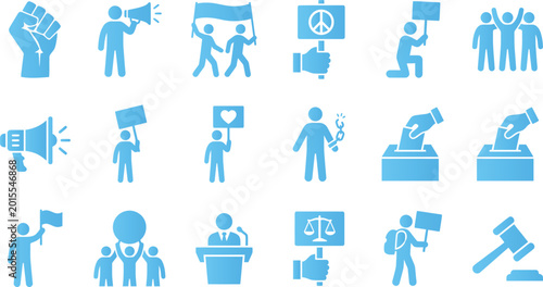 Bild auf Leinwand Protest icons on a solid white background for editorial use.