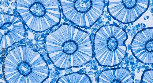 Microscopic view of plant cells reveals intricate radial patterns, highlighting the organic architecture of nature and the delicate structures sustaining life on Earth.