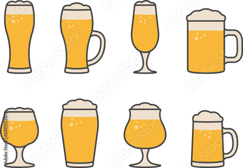 Alcoholic Beverage Glassware icon vector. Alcoholic Beverage Glassware vector design and illustration. Set of Alcoholic Beverage Glassware in various poses isolated on white background.