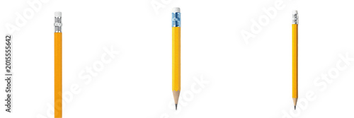 Photos Yellow Mechanical Pencil with Blue Eraser Tip Stationery Tool Isolated on White