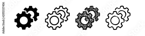 Foto Set of Gear and Cogwheel Icons in Four Styles Including Flat Outline Hand Drawn