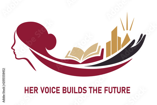 Empowered Women Education Leadership Vector – Her Voice Builds the Future Inspirational Illustration