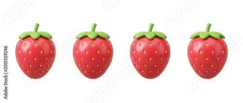A delightful collection of 3D strawberry art pieces, highlighting vibrant colors and whimsical designs to bring freshness and charm to minimalistic decor.