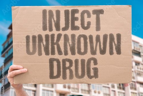 Billede på lærred "Inject Unknown Drug" Users inject substances without knowing their chemical composition
