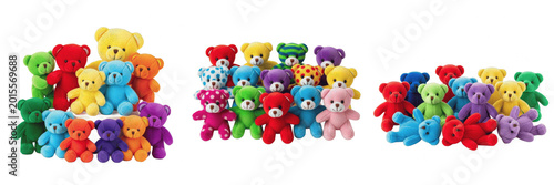 Bild auf Leinwand Colorful Teddy Bear Toy Collection Set Transparent PNG Cute Stuffed Animals For