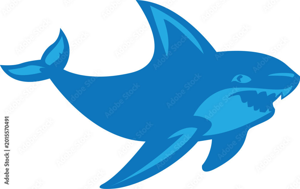 Fototapeta premium Aggressive blue shark mascot logo 
